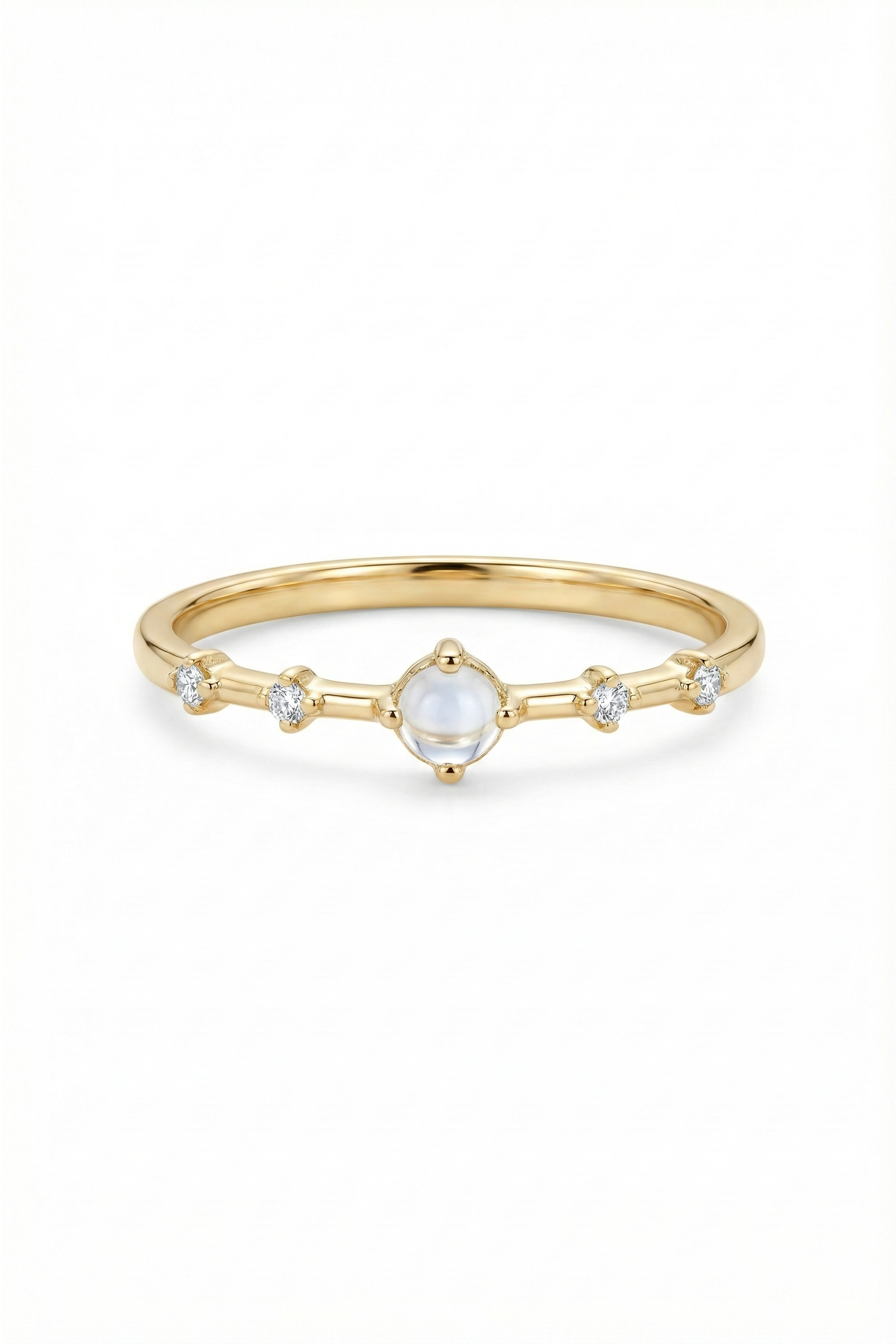 14k Gold Moonstone Dainty Ring