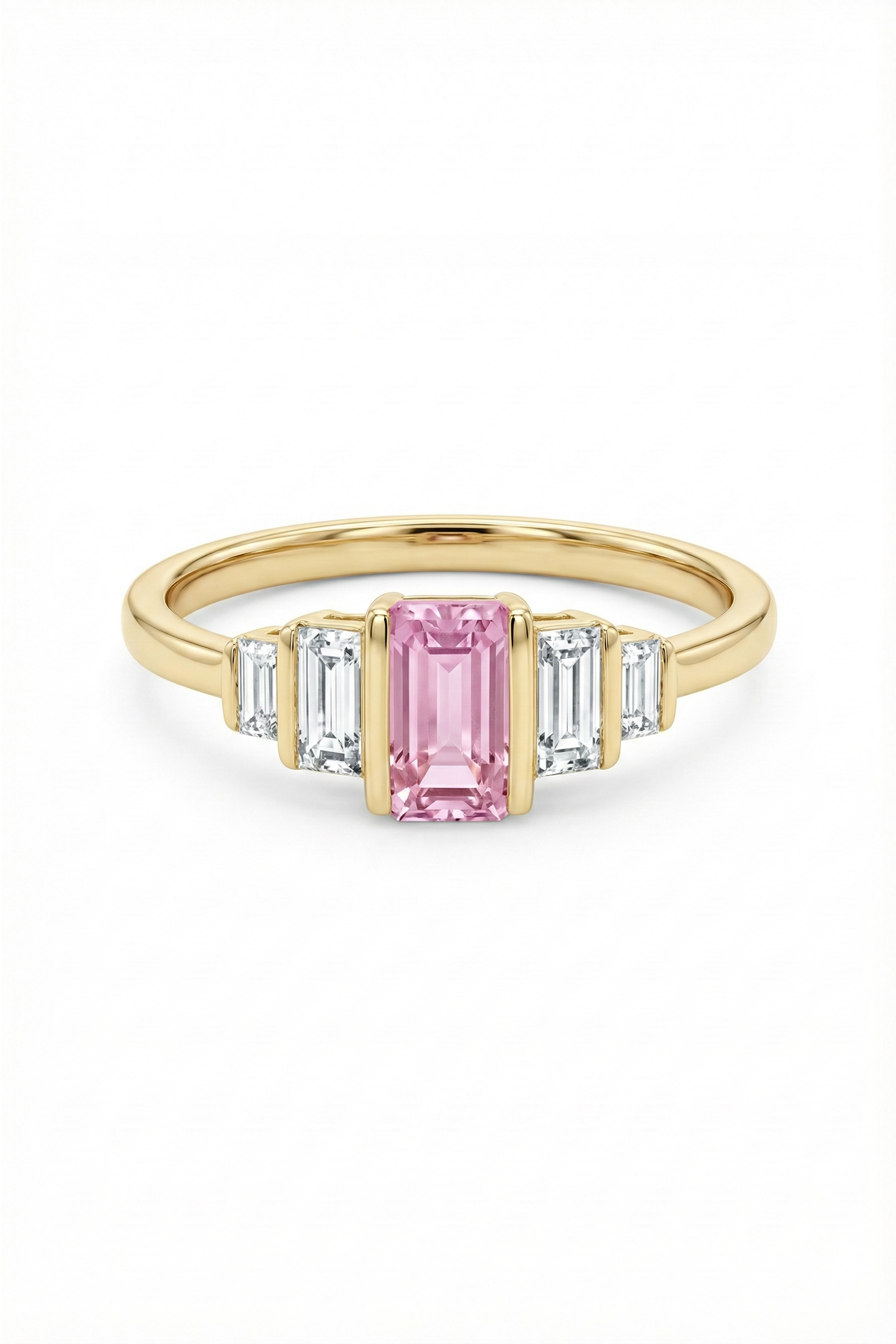 14k Gold Pink Sapphire Baguette Ring
