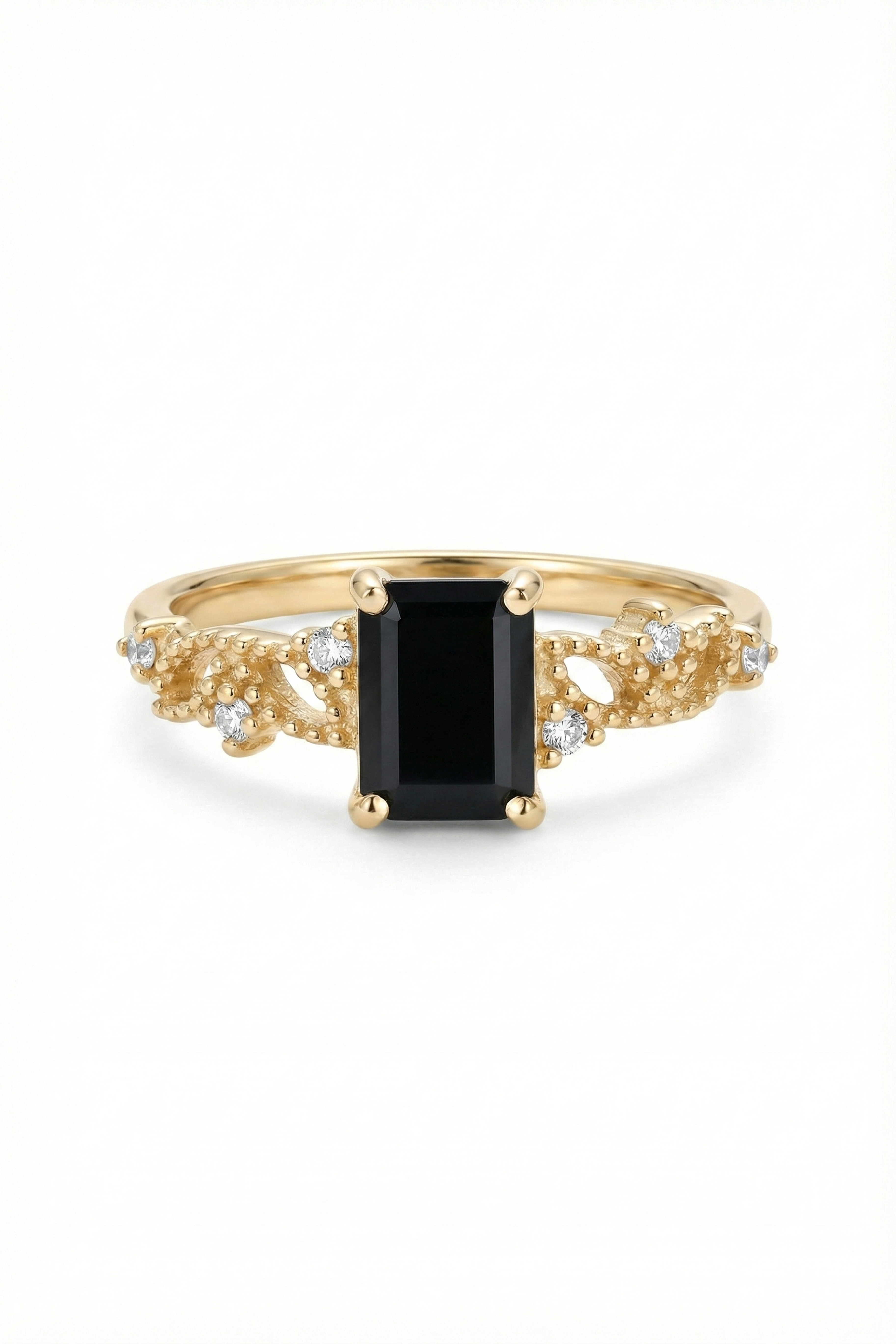 14k Gold Dark Elegance Baguette Ring