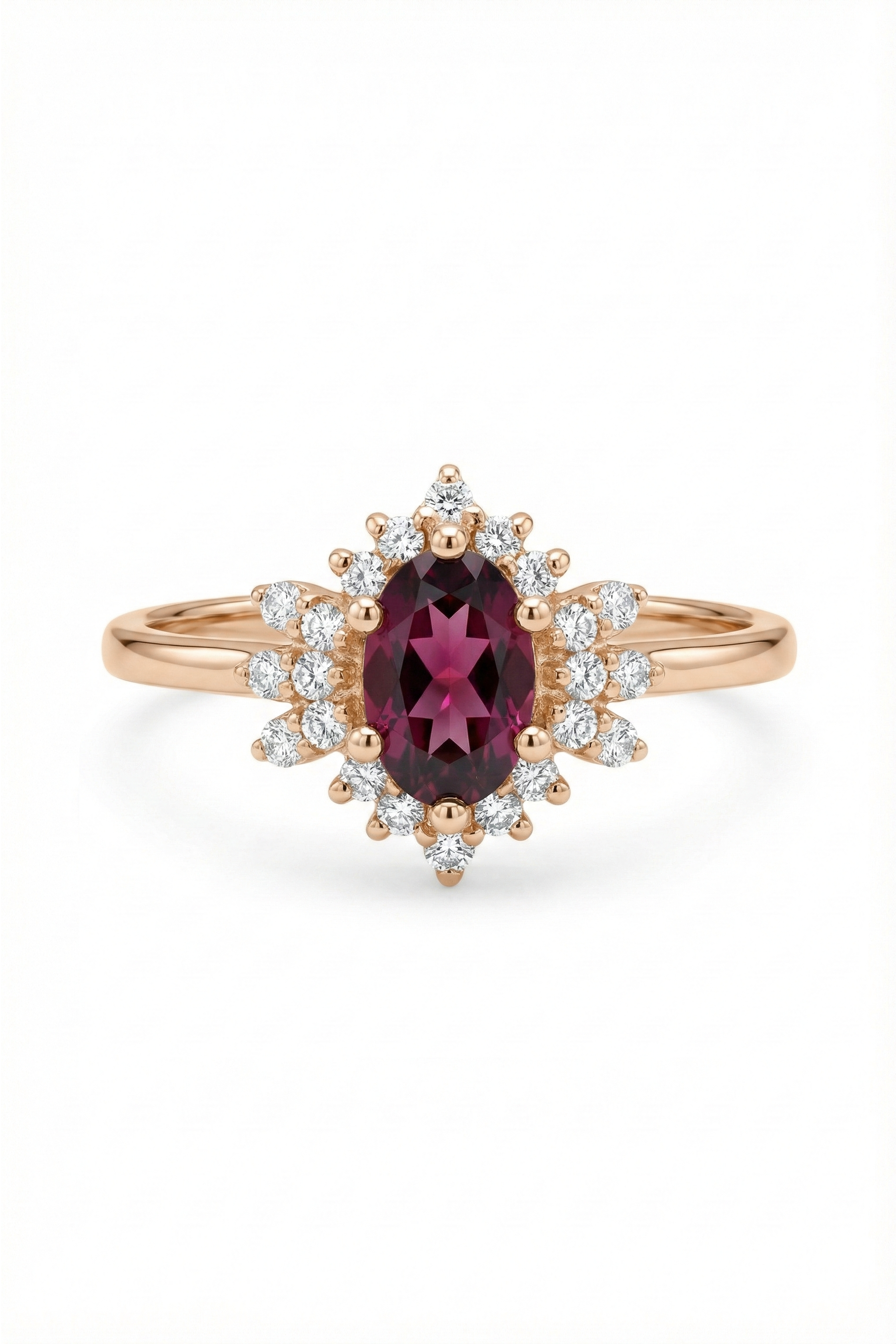 14k Gold Velvet Charm Rhodolite Ring