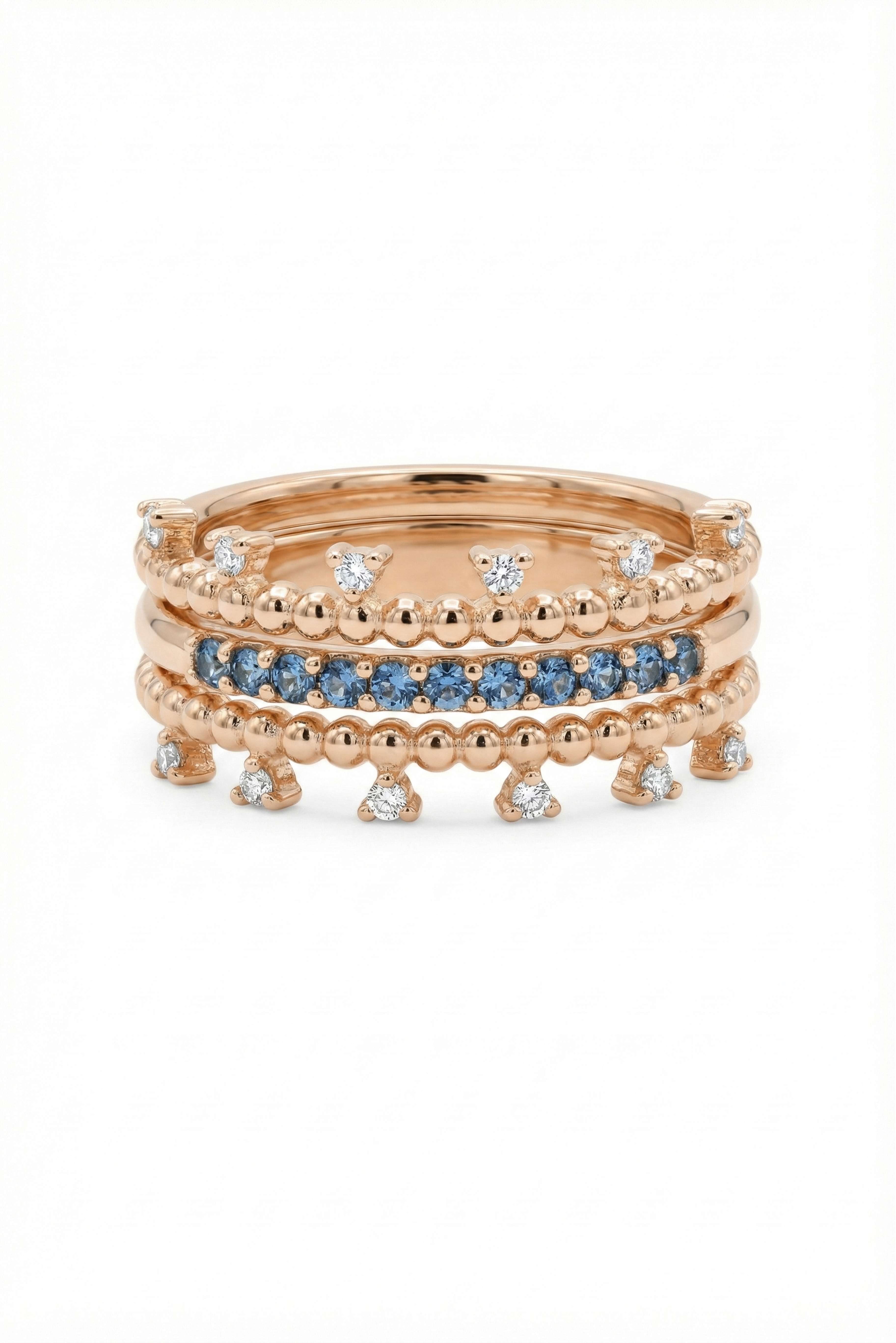 14k Gold Sultan's Crown Blue Topaz Ring