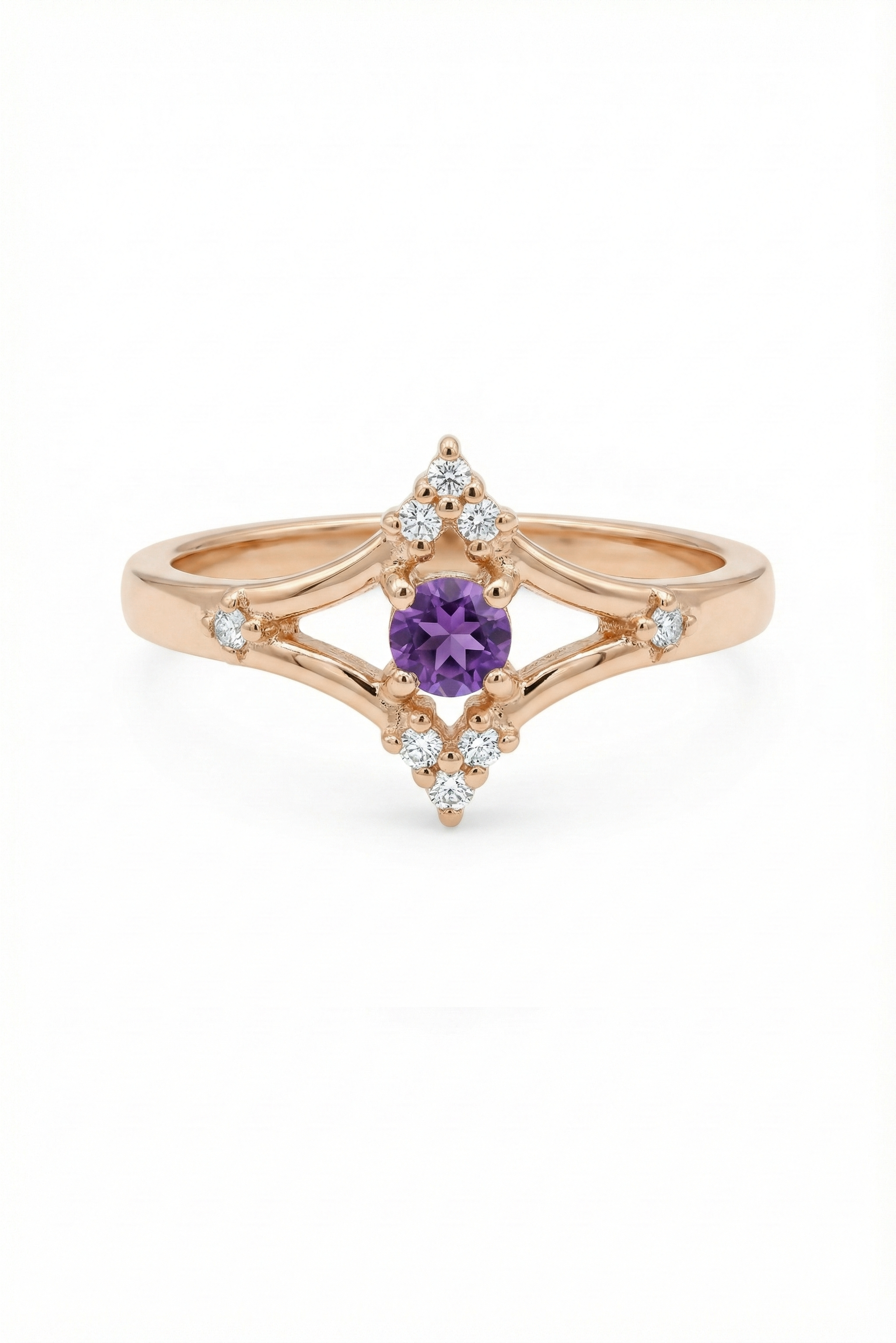14k Gold Aurora Amethyst Ring