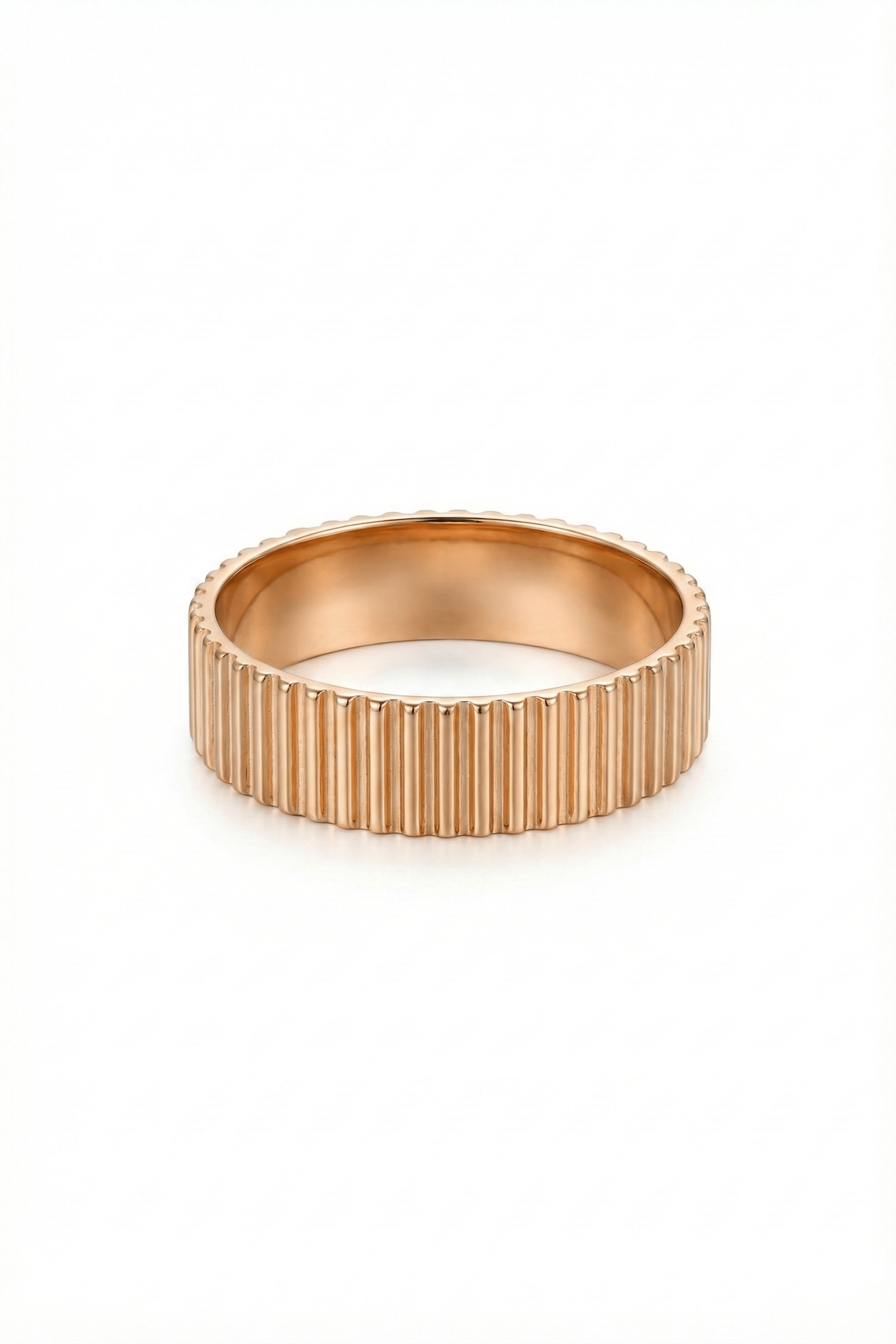 14k Gold Fluted Design Wide Band Ring