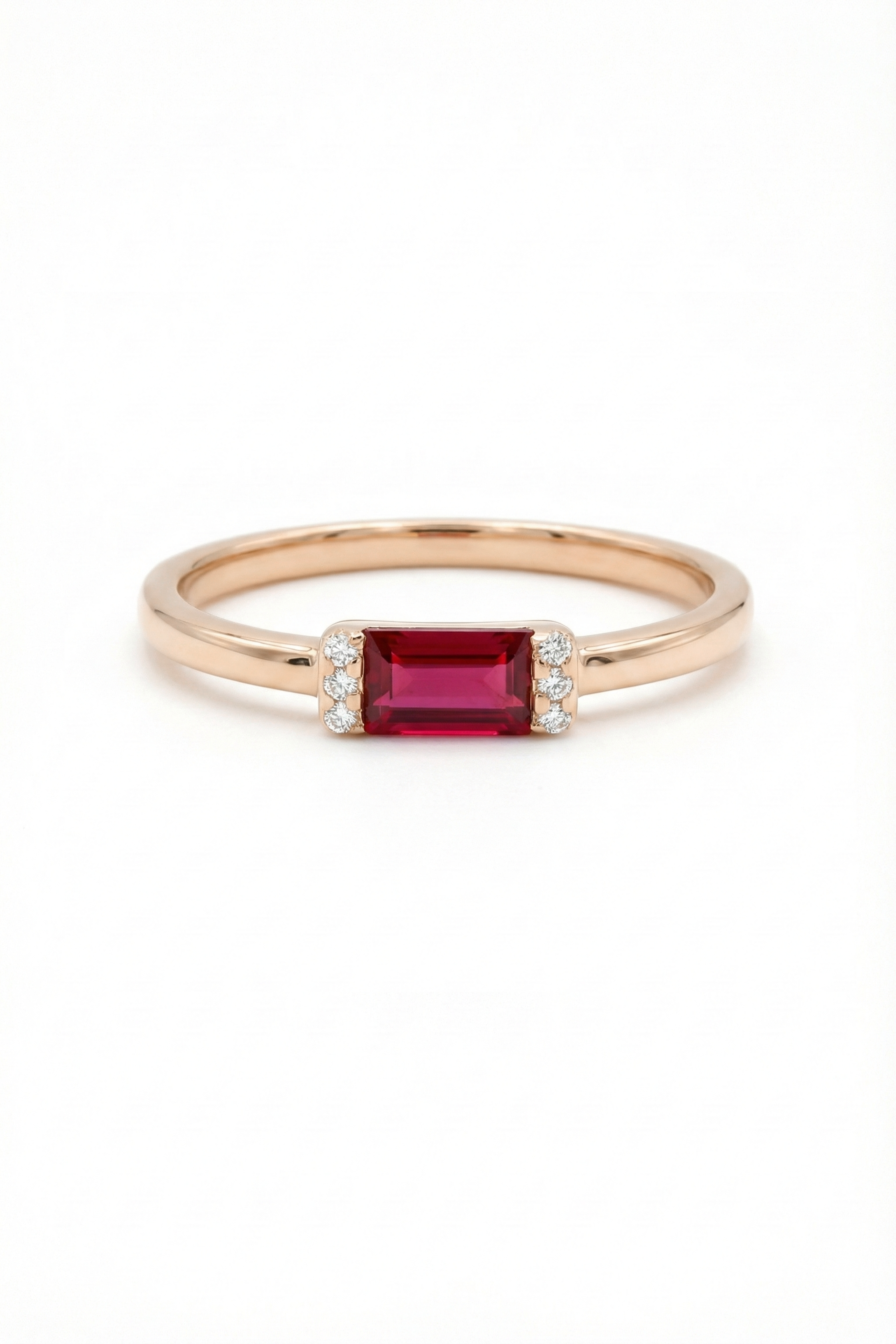 14k Gold Sophisticated Ruby Baguette Ring